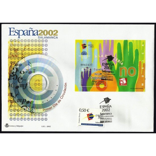 España 3949 2002 HB matasello Sobre primer Día Exposición Mundial Salamanca 2002 España 3949 2002 HB matasello Sobre primer Día Exposición Mundial Salamanca 2002