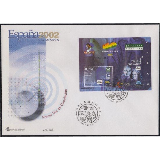 España 3947 HB Sobre Primer Día Expo Mundial Filatélica Salamanca 2002 España 3947 HB Sobre Primer Día Expo Mundial Filatélica Salamanca 2002