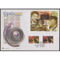 España 3944 2002 HB + 2 sellos 3947 Sobre Primer Día matasello Expo Mundial España 3944 2002 HB + 2 sellos 3947 Sobre Primer Día matasello Expo Mundial