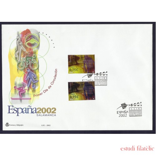 España 3948 2 sellos 2002 Sobre Primer Día matasello Expo Mundial Filatélica