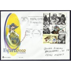 España 3950 HB Sobre Primer Día circulado Expo Mundial Filatélica Salamanca 2002 España 3950 HB Sobre Primer Día circulado Expo Mundial Filatélica Salamanca 2002