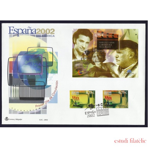 España 3944 HB + 2 sellos 3945 Sobre Primer Día matasello El cine Expo Mundial