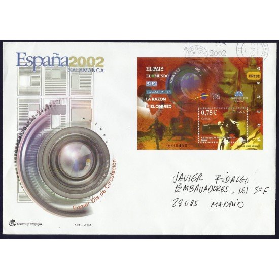 España 3946 2002 HB Sobre Primer Día circulado Expo Mundial Salamanca España 3946 2002 HB Sobre Primer Día circulado Expo Mundial Salamanca