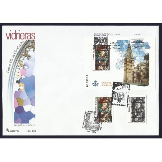 España 4132 2004 HB+sello matasello Sobre Primer Día XXXVII Feria Nacional Vidrieras