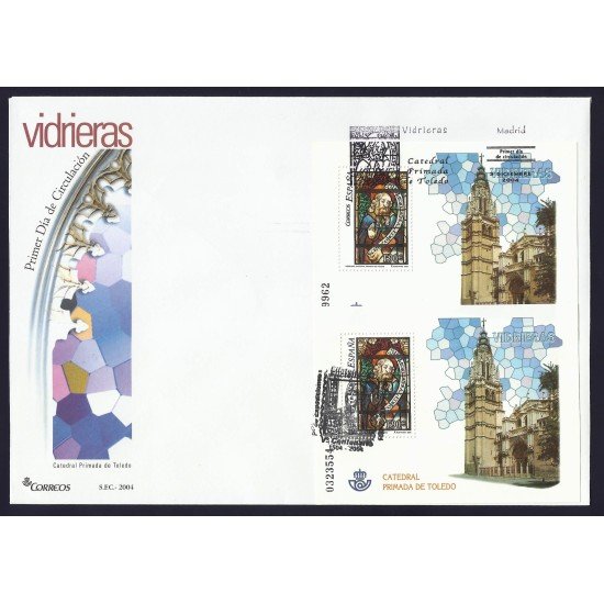 España 4132 2004 2 HB matasello Sobre Primer Día XXXVII Feria Nacional Vidrieras