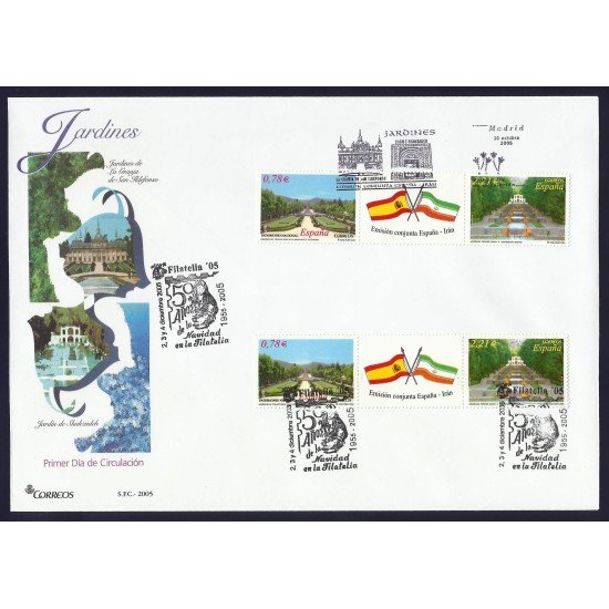 España 4186-4187 2005 2 Trípticos matasello Sobre Primer Día Jardines España 4186-4187 2005 2 Trípticos matasello Sobre Primer Día Jardines