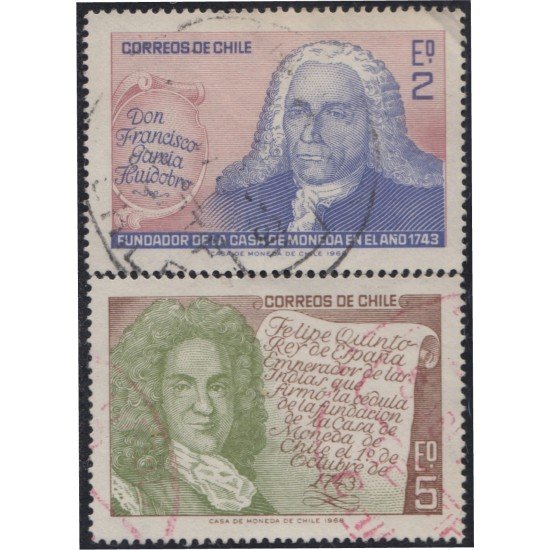 Chile 331/32 1968 Don Francisco García Huidobro y Felipe V usados Chile 331/32 1968 Don Francisco García Huidobro y Felipe V usados