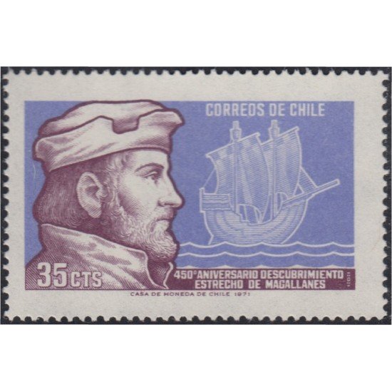 Chile 367 1971 450º Aniversario descubrimiento Estrecho de Magallanes MNH Chile 367 1971 450º Aniversario descubrimiento Estrecho de Magallanes MNH