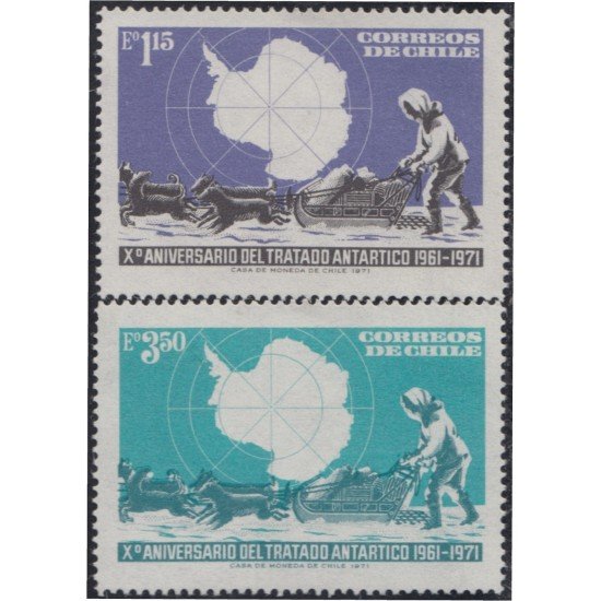 Chile 377/78 1972 X Aniversario del Tratado Antártico MNH Chile 377/78 1972 X Aniversario del Tratado Antártico MNH
