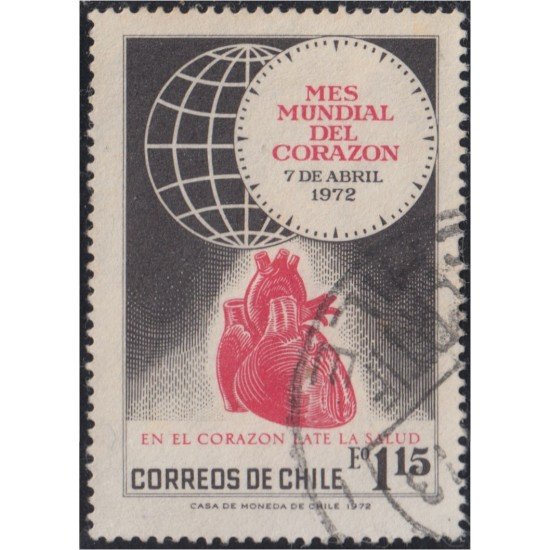 Chile 382 1972 Mes mundial del corazón usado Chile 382 1972 Mes mundial del corazón usado