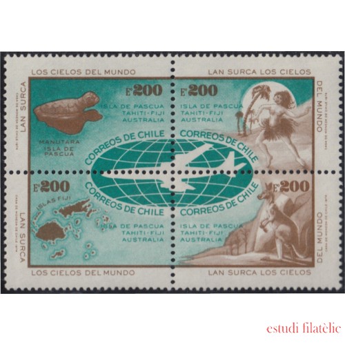 Chile 423/26 1974 Inauguración de línea aérea Chile-Tahití-Islas Fiji-Sidney MNH