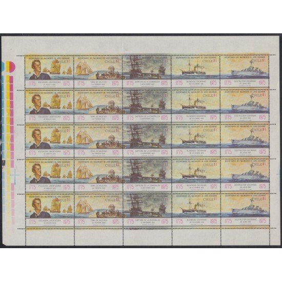 Chile MP 463/67 1975 Bicentenario del nacimiento de Loro Cochrane Minipliego MNH Chile MP 463/67 1975 Bicentenario del nacimiento de Loro Cochrane Minipliego MNH