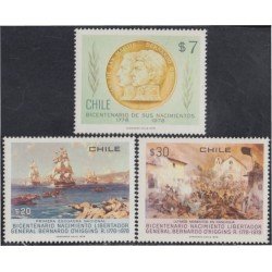 Chile 502/04 1978 Bicentenario del nacimiento de Bernardo O´Higgins MNH Chile 502/04 1978 Bicentenario del nacimiento de Bernardo O´Higgins MNH