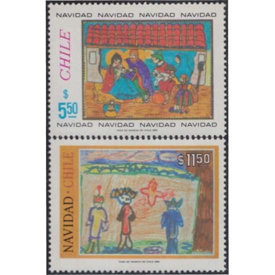 Chile 585/86 1981 Navidad Christmas Dibujos infantiles MNH Chile 585/86 1981 Navidad Christmas Dibujos infantiles MNH
