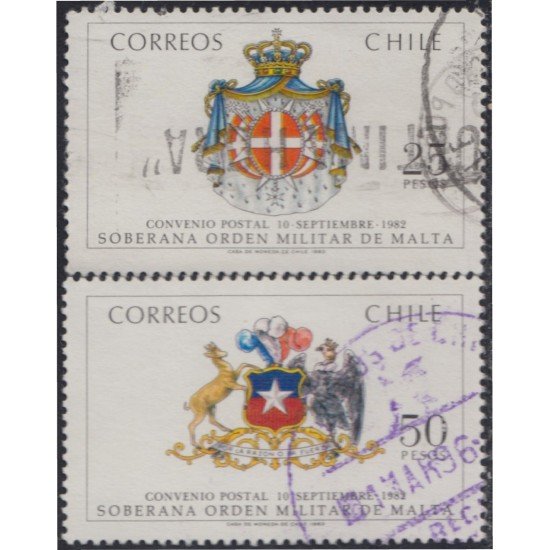 Chile 616/17 1983 Soberana Orden de Malta usados Chile 616/17 1983 Soberana Orden de Malta usados