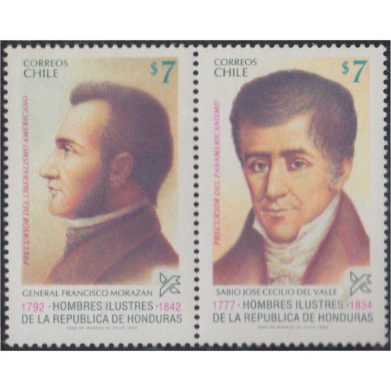 Chile 637/38 1983 Hombres ilustres Gral. Francisco Morazán Sabio José Cecilio del Valle MNH Chile 637/38 1983 Hombres ilustres Gral. Francisco Morazán Sabio José Cecilio del Valle MNH