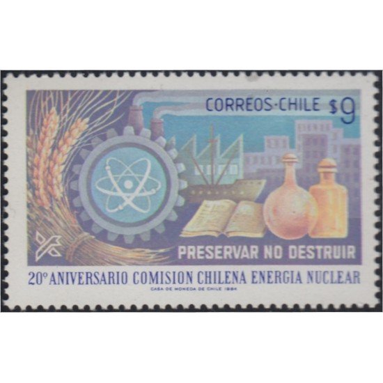 Chile 650 1984 20º Aniversario comisión chilena de energía nuclear MNH Chile 650 1984 20º Aniversario comisión chilena de energía nuclear MNH