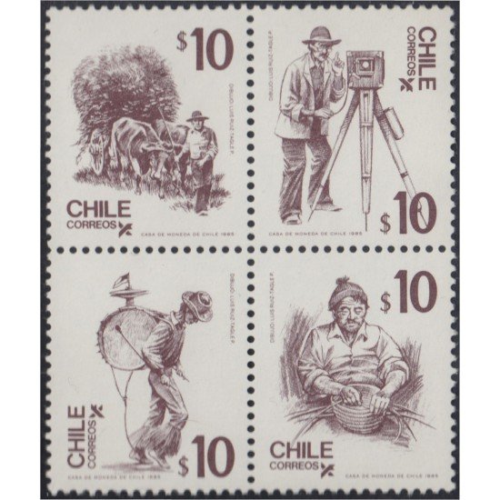 Chile 709/12 1985 Artesanos y personajes típicos MNH Chile 709/12 1985 Artesanos y personajes típicos MNH