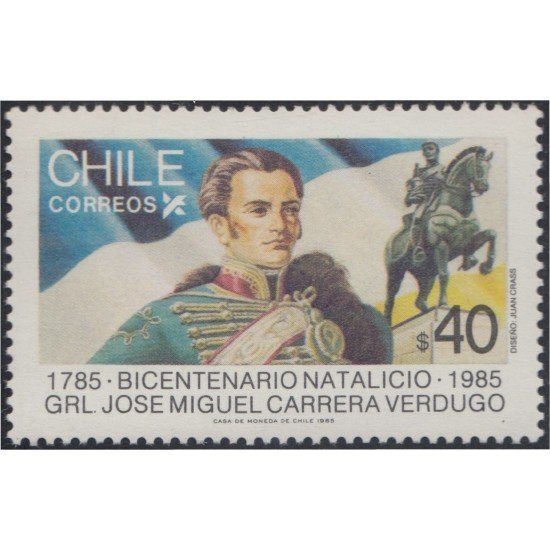 Chile 713 1985 Gral. José Miguel Carreras Verdugo MNH Chile 713 1985 Gral. José Miguel Carreras Verdugo MNH