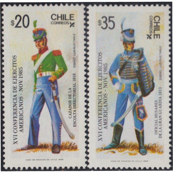 Chile 717/18 1985 Conferencia de ejércitos americanos soldados MNH Chile 717/18 1985 Conferencia de ejércitos americanos soldados MNH