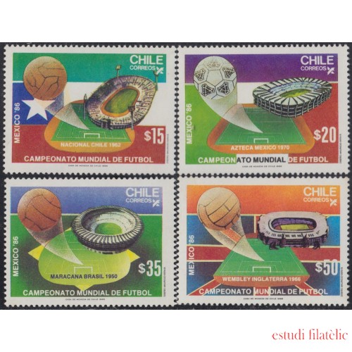 Chile 730/33 1986 Campeonatos mundiales de fútbol MNH