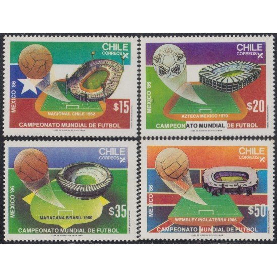 Chile 730/33 1986 Campeonatos mundiales de fútbol MNH Chile 730/33 1986 Campeonatos mundiales de fútbol MNH