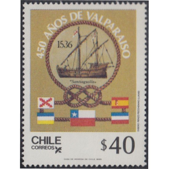 Chile 737 1986 Años de Valparaíso MNH Chile 737 1986 Años de Valparaíso MNH