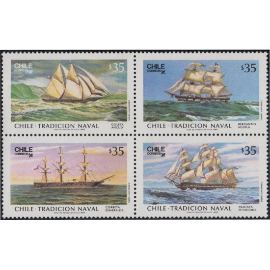 Chile 744/47 1986 Tradición naval Barcos Boats MNH