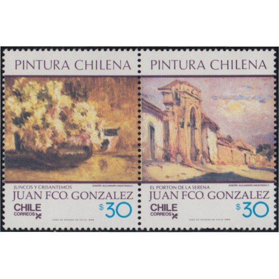 Chile 748/49 1986 Pinturas chilenas de Juan Francisco González MNH Chile 748/49 1986 Pinturas chilenas de Juan Francisco González MNH