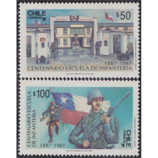 Chile 802/03 1987 Centenario escuela de infantería MNH Chile 802/03 1987 Centenario escuela de infantería MNH