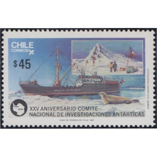 Chile 830 1987 XXV Aniversario Comité Nacional de Investigaciones Antárticas MNH Chile 830 1987 XXV Aniversario Comité Nacional de Investigaciones Antárticas MNH