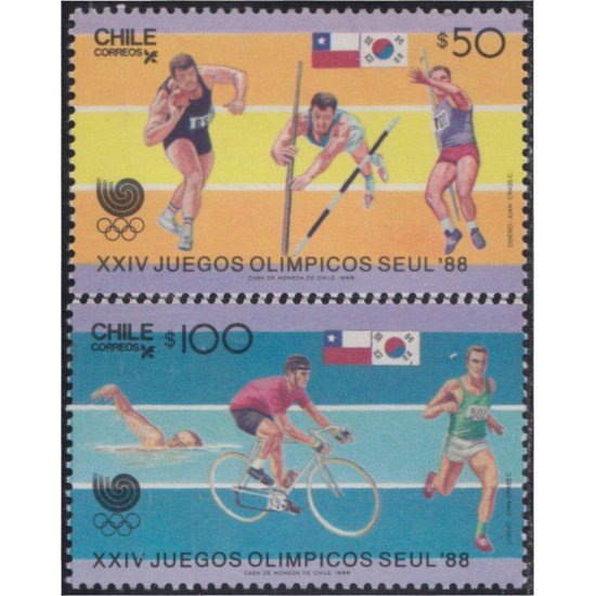 Chile 835/36 1988 XXIV Juegos olímpicos Seul 88 MNH Chile 835/36 1988 XXIV Juegos olímpicos Seul 88 MNH