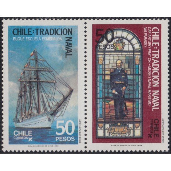 Chile 846/47 1988 Buque escuela Esmeralda Capitán Arturo Prat MNH