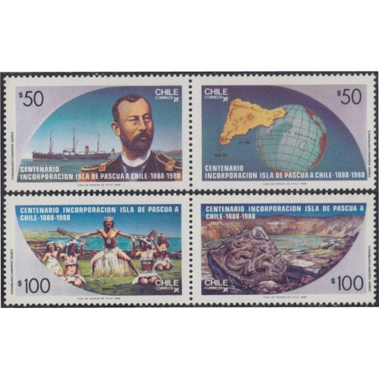 Chile 868/71 1988 Centenario de la Incorporación de la Isla de Pascua a Chile MNH Chile 868/71 1988 Centenario de la Incorporación de la Isla de Pascua a Chile MNH