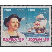 Chile 892/93 1989 Exfina 89 Colón Caravela MNH 