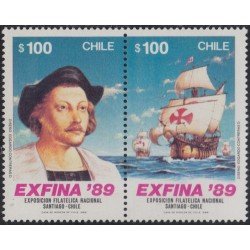 Chile 892/93 1989 Exfina 89 Colón Caravela MNH Chile 892/93 1989 Exfina 89 Colón Caravela MNH