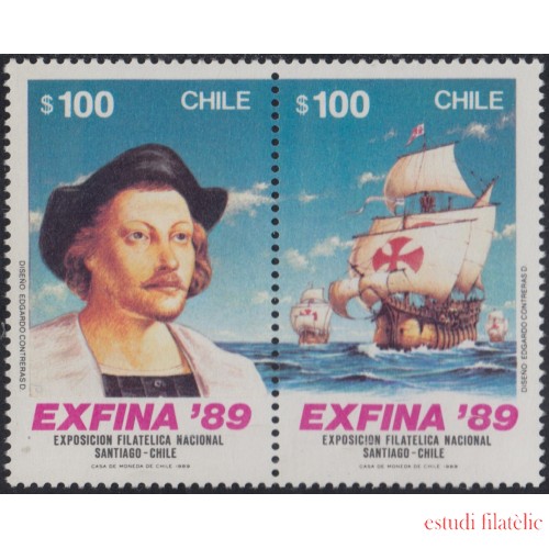 Chile 892/93 1989 Exfina 89 Colón Caravela MNH 