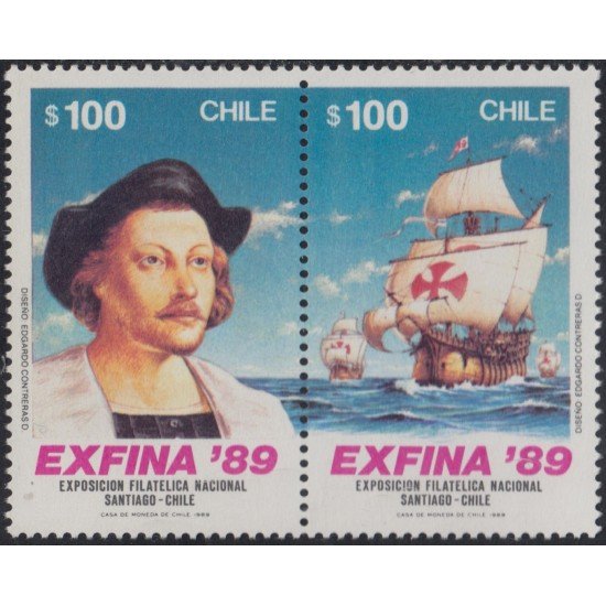 Chile 892/93 1989 Exfina 89 Colón Caravela MNH