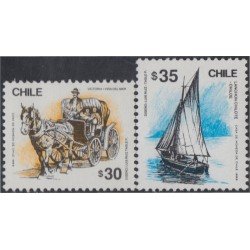 Chile 916/17 1989 Medios de transporte Barco Boat Caballo Horse MNH Chile 916/17 1989 Medios de transporte Barco Boat Caballo Horse MNH