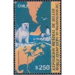 Chile 922A 1989 Exposición mundial de sellos usado Chile 922A 1989 Exposición mundial de sellos usado