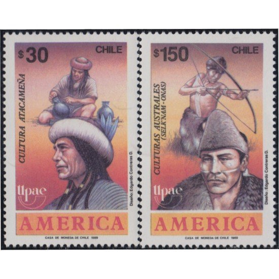 Chile 923/24 1989 Culturas Atacameña y Australes MNH Chile 923/24 1989 Culturas Atacameña y Australes MNH