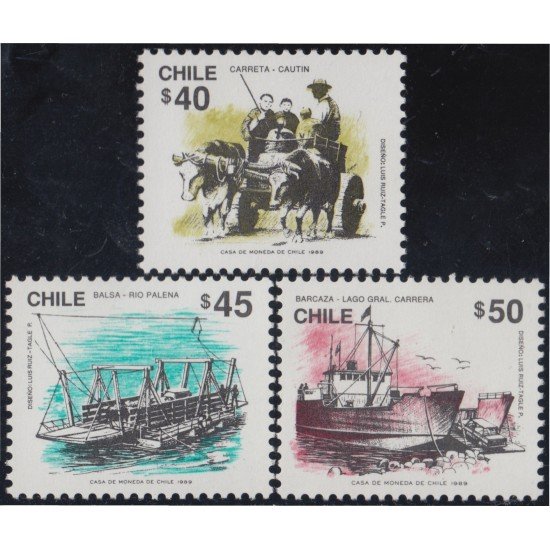 Chile 930/32 1989 Medios de transporte MNH Chile 930/32 1989 Medios de transporte MNH