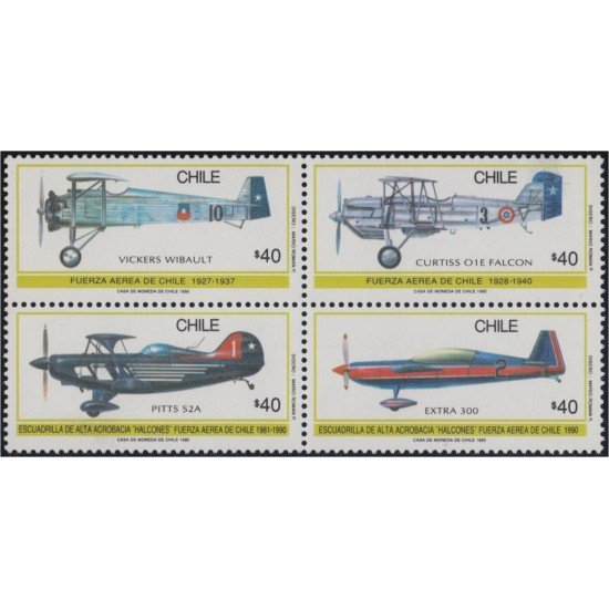 Chile 955/58 1990 Fuerza Aérea de Chile Aviones MNH Chile 955/58 1990 Fuerza Aérea de Chile Aviones MNH
