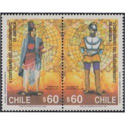 Chile 959/60 1990 Personaje Inkaiko y soldado de infantería del S.XVI MNH Chile 959/60 1990 Personaje Inkaiko y soldado de infantería del S.XVI MNH