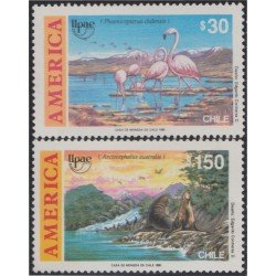 Chile 1003/04 1990 América Upae Flamencos Foca MNH Chile 1003/04 1990 América Upae Flamencos Foca MNH