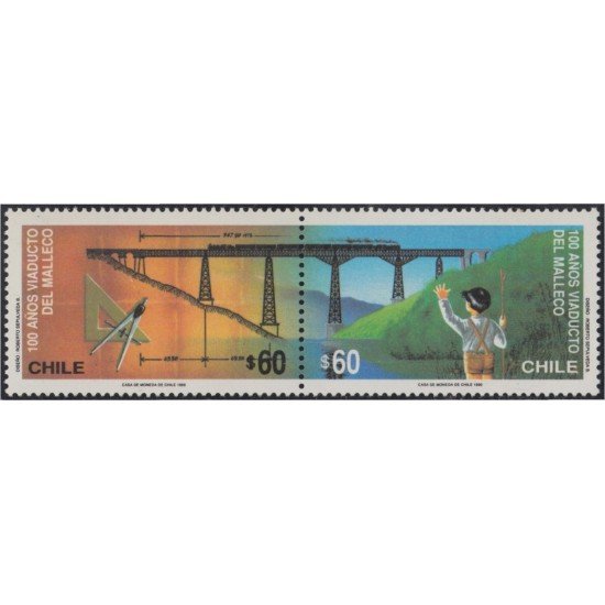 Chile 1007/08 1990 100 Años del viaducto de Malleco MNH Chile 1007/08 1990 100 Años del viaducto de Malleco MNH