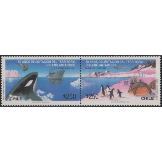 Chile 1017/18 1990 50 Años delimitación del territorio Chileno Antártico MNH Chile 1017/18 1990 50 Años delimitación del territorio Chileno Antártico MNH
