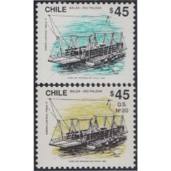 Chile 1023/23a 1990 Balsa Río Palena MNH Chile 1023/23a 1990 Balsa Río Palena MNH