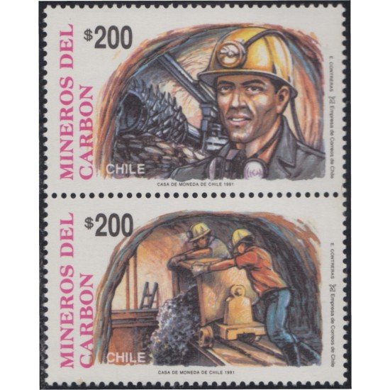Chile 1030/31 1991 Mineros del carbón MNH Chile 1030/31 1991 Mineros del carbón MNH
