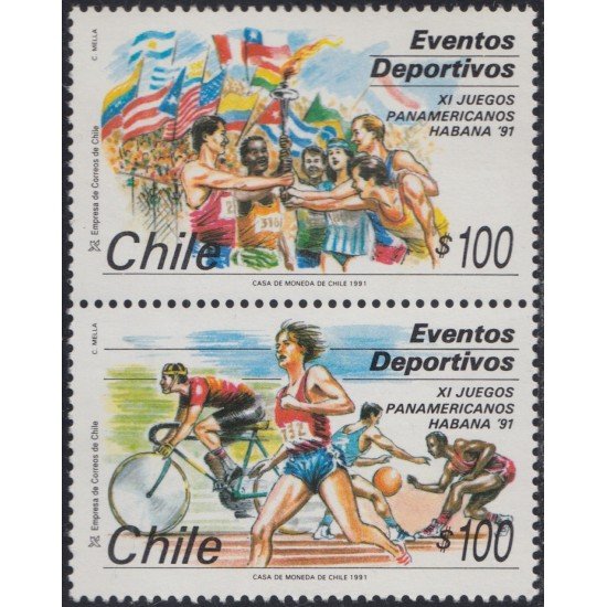 Chile 1050/51 1991 XI Juegos Panamericanos Habana 91 MNH Chile 1050/51 1991 XI Juegos Panamericanos Habana 91 MNH